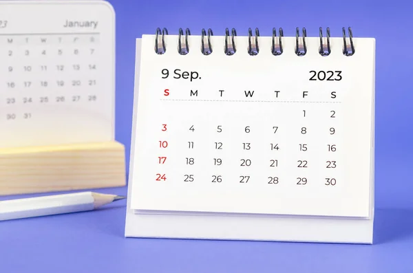 Septembre 2023 Calendrier Mensuel Bureau Pour 2023 Année Avec Crayon — Photo