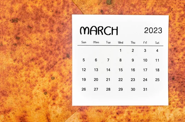 2015 March 2023 Monthly Calendar 2023 Year Red Grunge Background — 스톡 사진