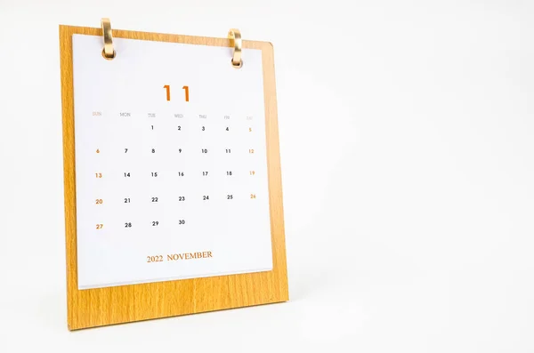 Novembre 2022 Calendario Mensile Tavolo 2022 Anni Isolato Sfondo Bianco — Foto Stock
