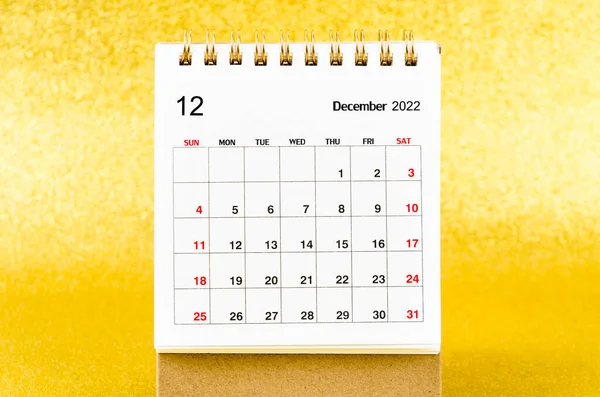 Decembrie 2022 Calendar Lunar Birou Pentru 2022 Fundal Culoare Aurie — Fotografie, imagine de stoc