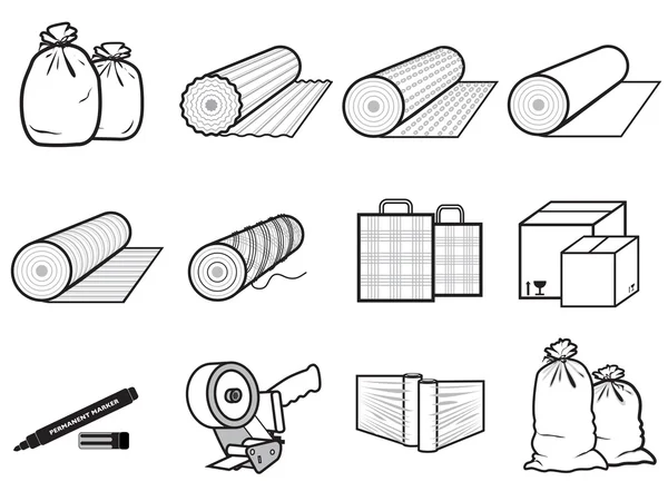 Icons packages of goods: bag, boxes — Stock Vector