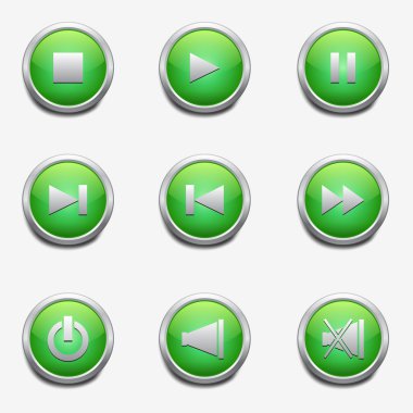 Media player simgeleri ile yeşil düğme