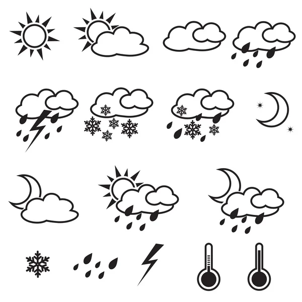 Wettersymbole mit weißem Hintergrund — Stockvektor