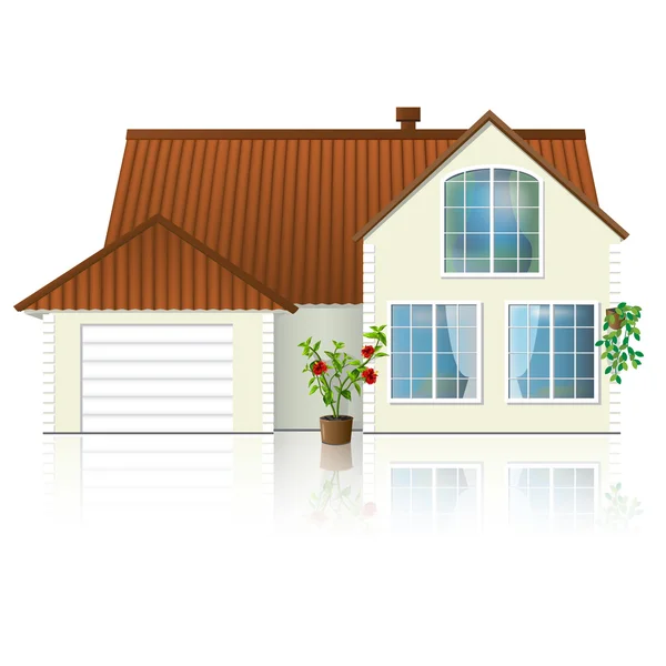 çiçek ve bir yansıma kır evi