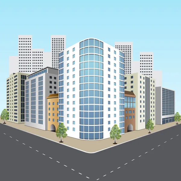 ofis binaları ile şehrin sokak