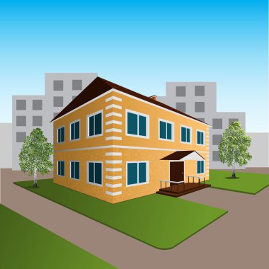 ağaçlar ve çim konut ev