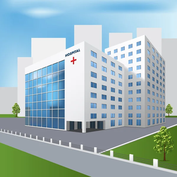 Hospital building on a city street — Stock Vector