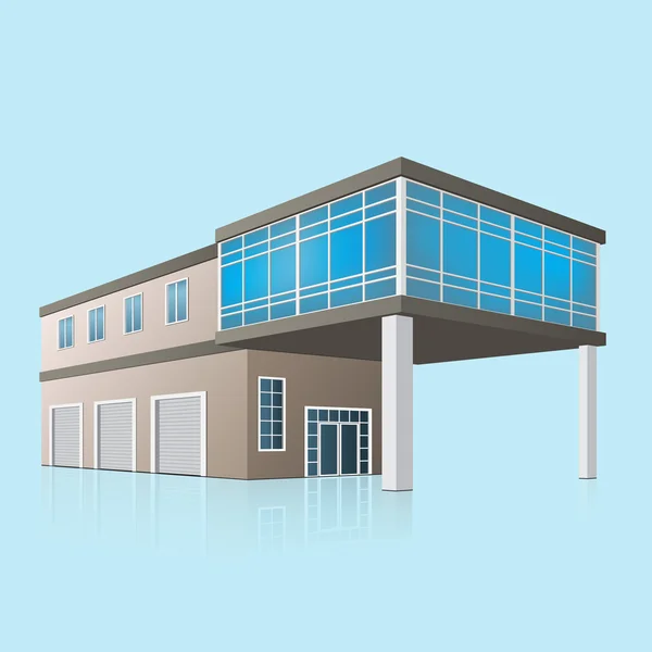 Two-storey car service with offices in perspective — Stock Vector