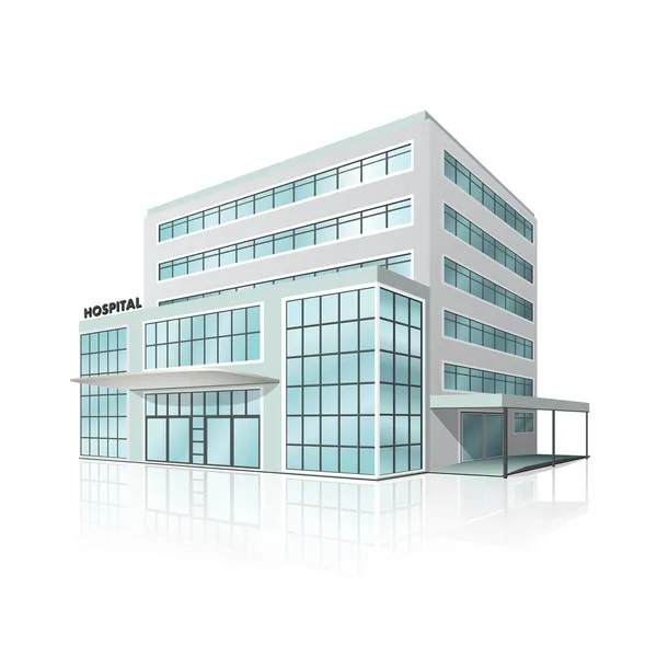 Edificio del hospital de la ciudad con reflexión — Vector de stock