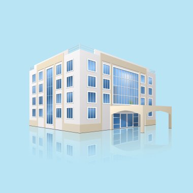 city hospital building with reflection clipart
