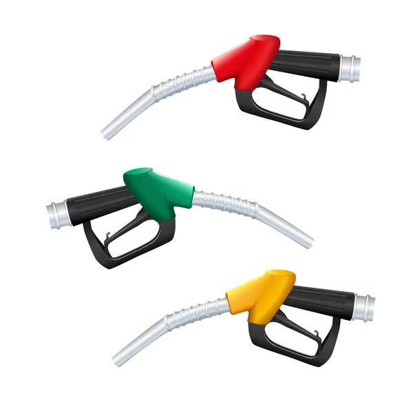Isolerade bensin pump röd, gul och grön — Stock vektor