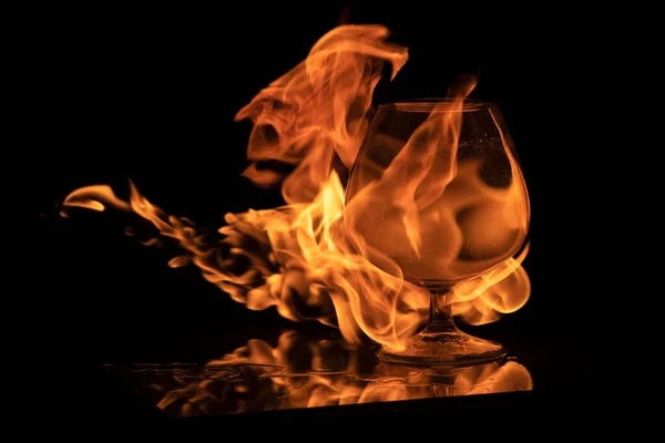 Glass Fire Black Background — Stock Photo, Image