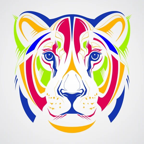 dişi aslan başını renkli çizimi