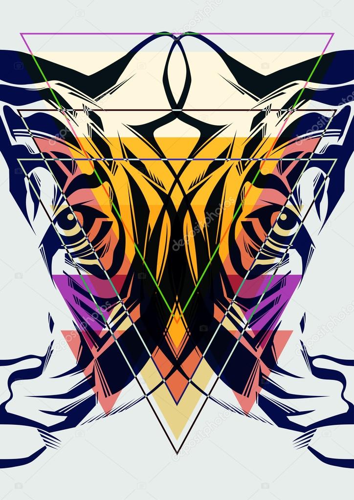 Fashion illustration of tiger head.