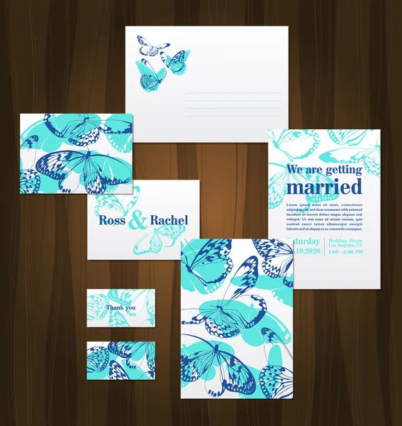 güzel düğün davetiye kartlarla kelebekler