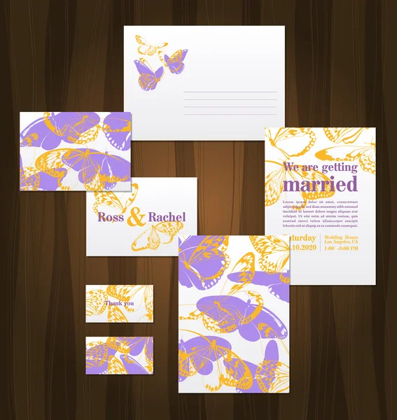 Conjunto de tarjetas de boda — Vector de stock