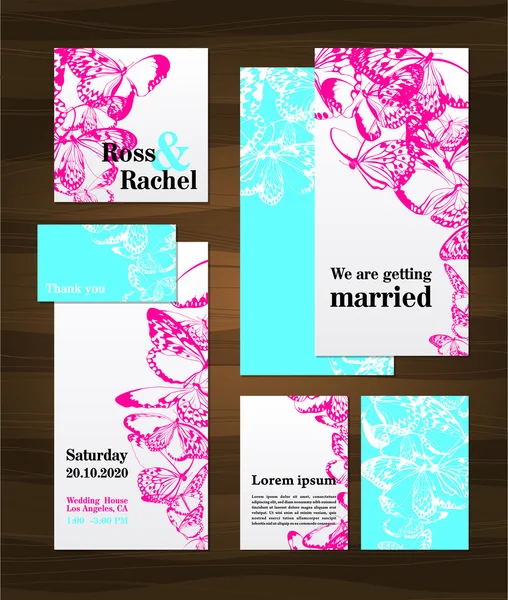 結婚式のカードのセット — ストックベクタ