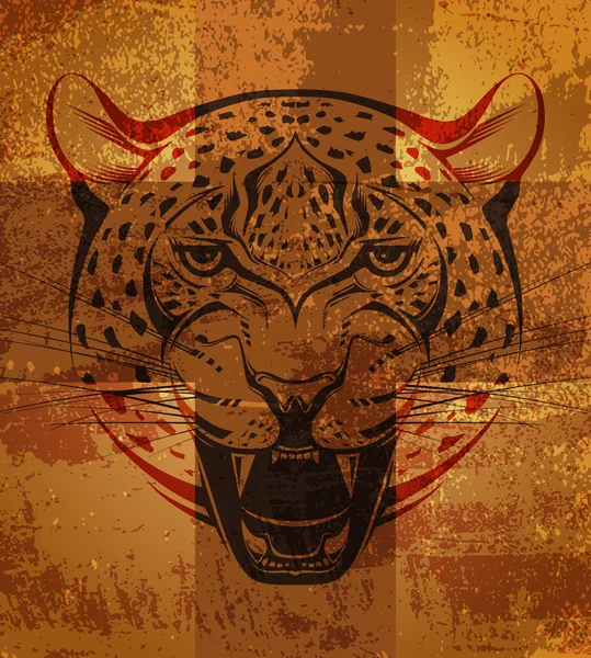 Leopardo enojado — Vector de stock