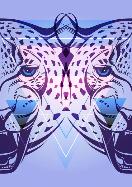 Bir leopar bir hippi tarzı yaratıcı illüstrasyon — Stok Vektör