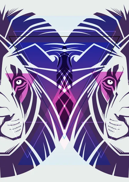 Illustration créative d'un lion dans un style hipster — Image vectorielle