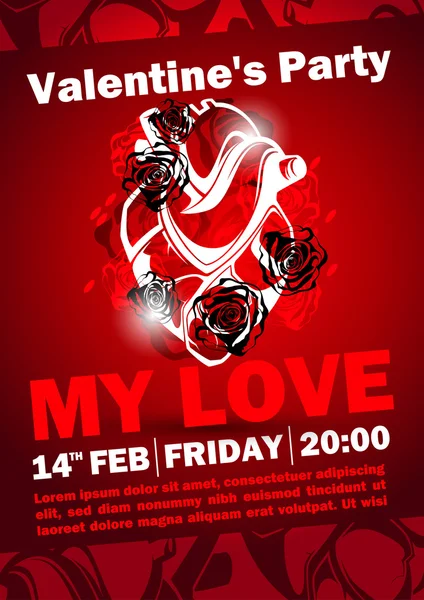 Valentinstag Party Plakatgestaltung — Stockvektor