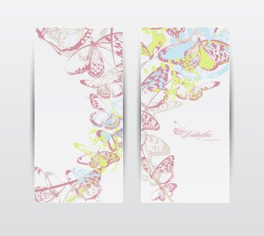 Kelebekler ile afiş kümesi. vektör çizim