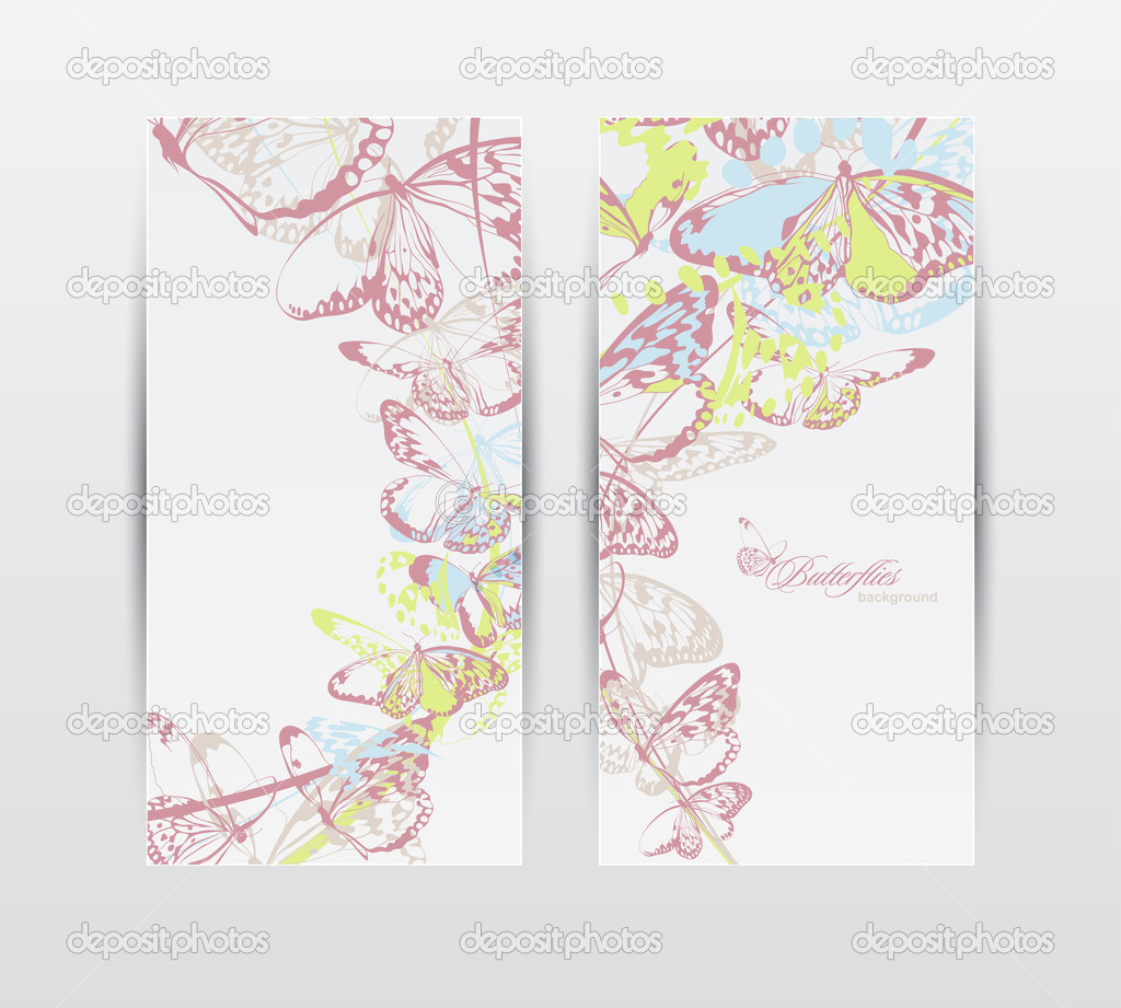 Set of banners with butterflies. Vector illustration