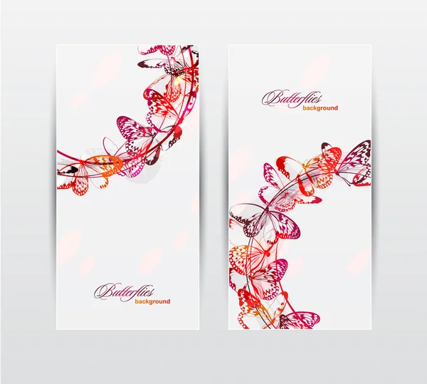 Banners con mariposas — Vector de stock