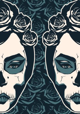 Ölülerin günü için boya ile şeker kafatası kız