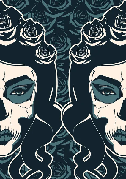 Ölülerin günü için boya ile şeker kafatası kız