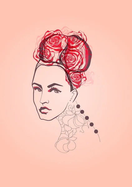 Молодая женщина с розой — стоковый вектор