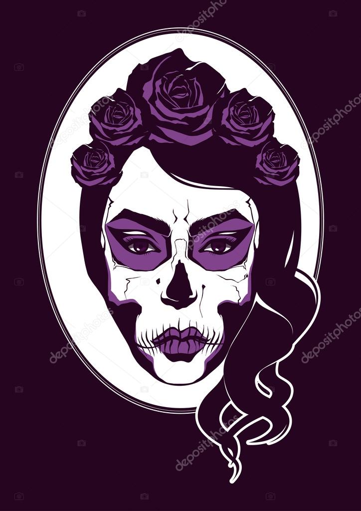 Day of The Dead Woman with Sugar Skull Face Paint