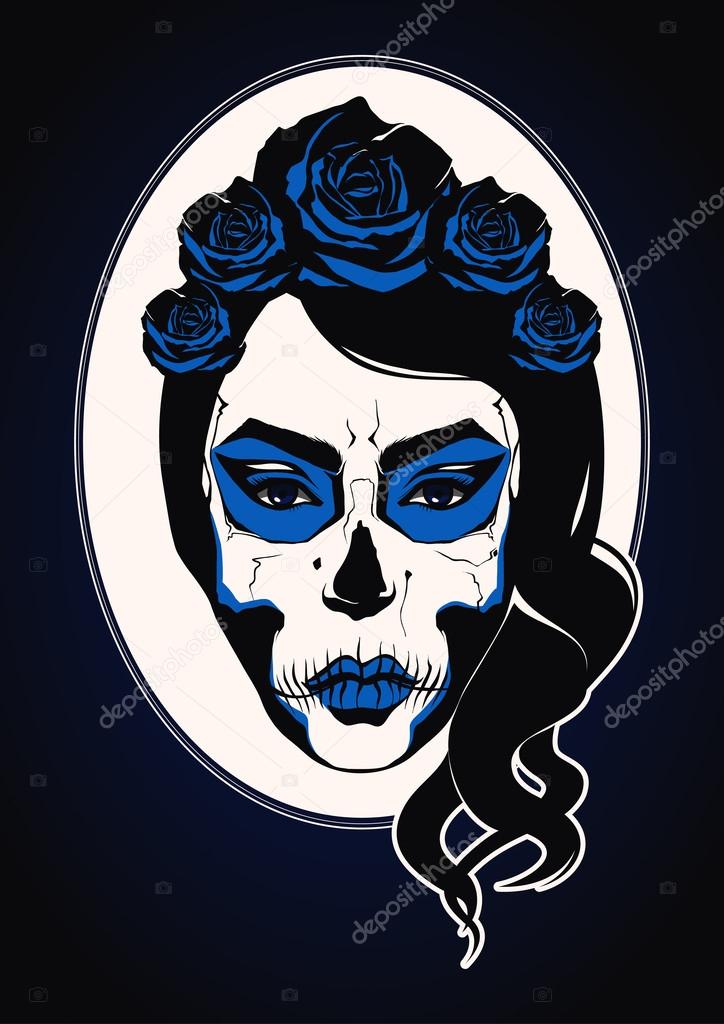 Sugar skull girl face day of the dead