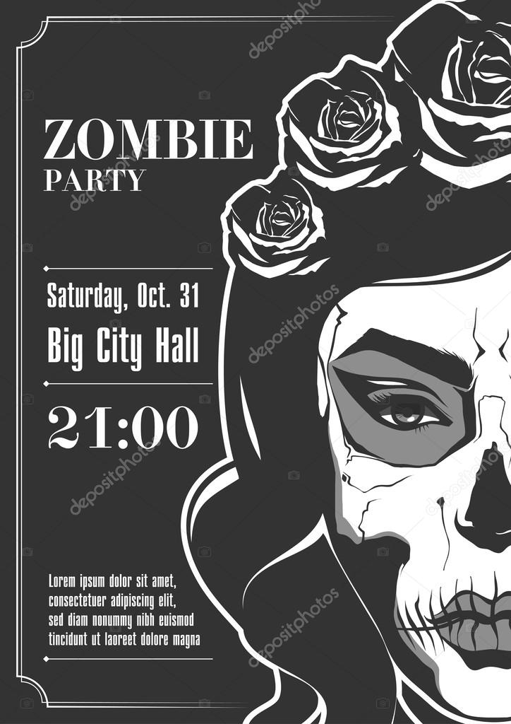 Zombie Party Poster. Vector illustration.