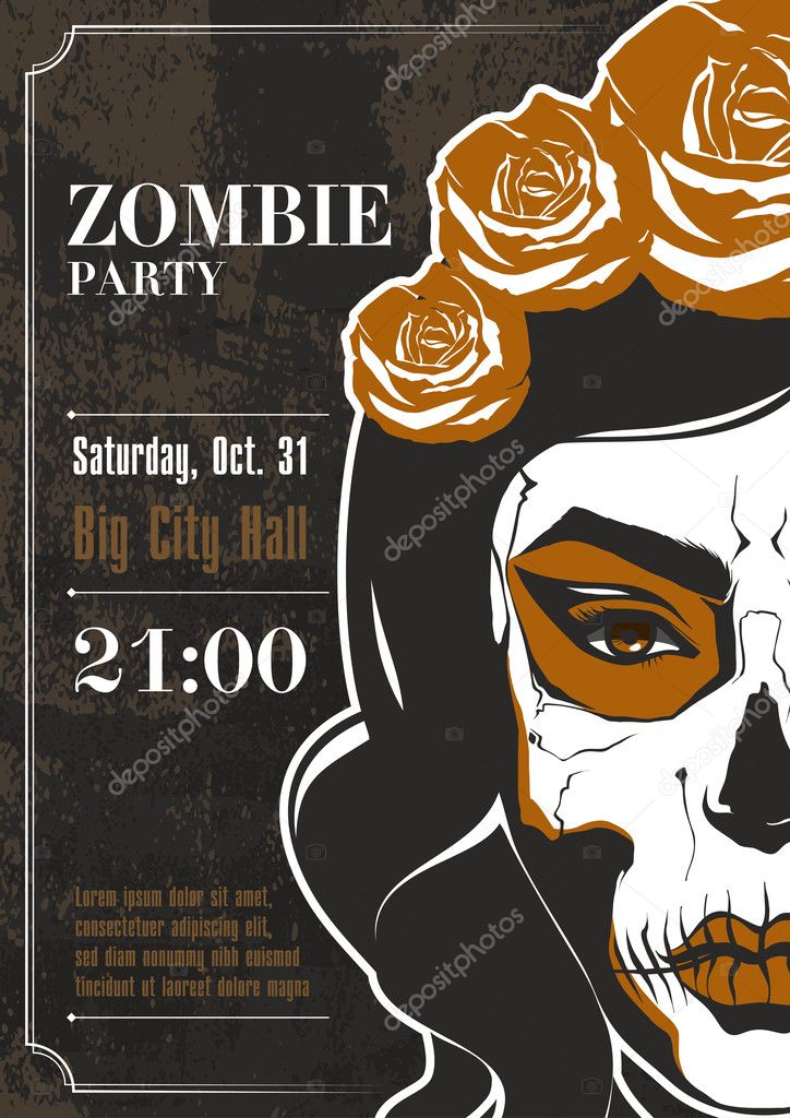 Party poster. Zombie girl