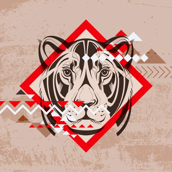 Ilustración vectorial de moda de la cabeza de un león — Vector de stock