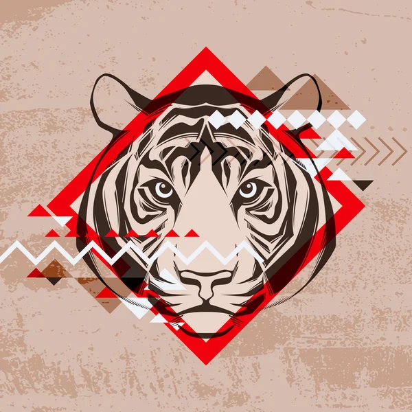 Illustration vectorielle mode de la tête d'un tigre — Image vectorielle