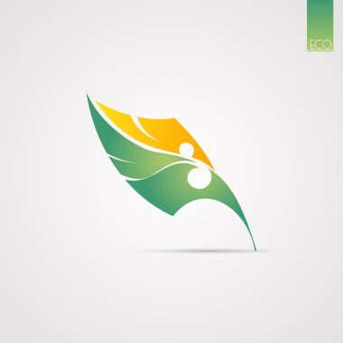 Güzel yeşil yaprak. Vektör çizim