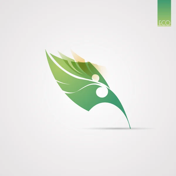 Prachtige groene blad. Vectorillustratie — Stockvector