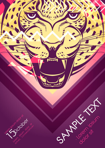 Party poster design with big cat