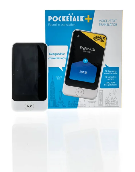 Winneconne Lutego 2021 Pakiet Pocketalk Głos Test Tłumacz Urządzenia Odosobnionym — Zdjęcie stockowe