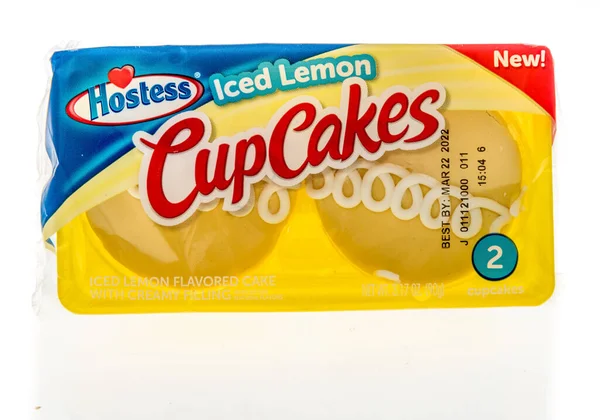 Winneconne März 2021 Ein Paket Eisgekühlter Zitronen Cupcakes Von Hostess — Stockfoto