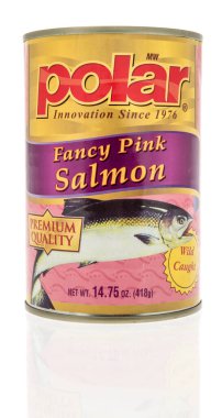 Winneconne, WI -19 Mart 2021: İzole edilmiş arka planda bir kutu pembe somon