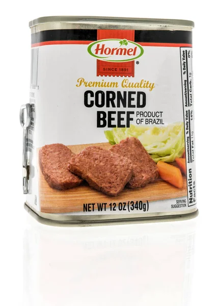 Winneconne April 2022 Burk Hormel Corned Beef Isolerad Bakgrund — Stockfoto