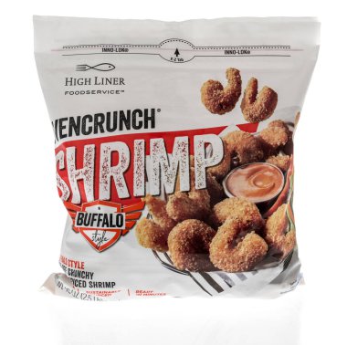 Winneconne, WI -23 Nisan 2022: Karides karides karidesli fırın gibi izole edilmiş bir paket