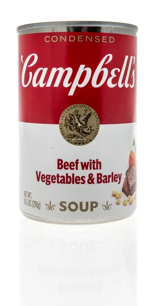 Winneconne April 2022 Can Campbells Beef Vegetables Barley Condensed Soup — 图库照片