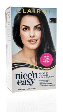 Winneconne, WI - 23 July 2022: A package of Clairol nice n easy hair dye on an isolated background.