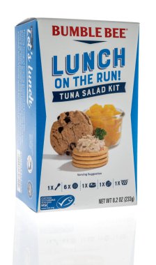 Winneconne, WI - 23 July 2022: A package of Bumble Bee lunch on the run tuna salad kit on an isolated background.