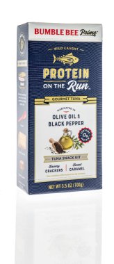 Winneconne, WI - 23 July 2022: A package of Bumble Bee Prime wild caught protein on the the run gourmet tuna snack kit on an isolated background.