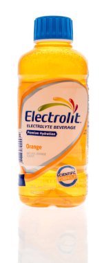 Winneconne, WI - 23 July 2022: A bottle of Electrolit electrolyte beverage drink on an isolated background.